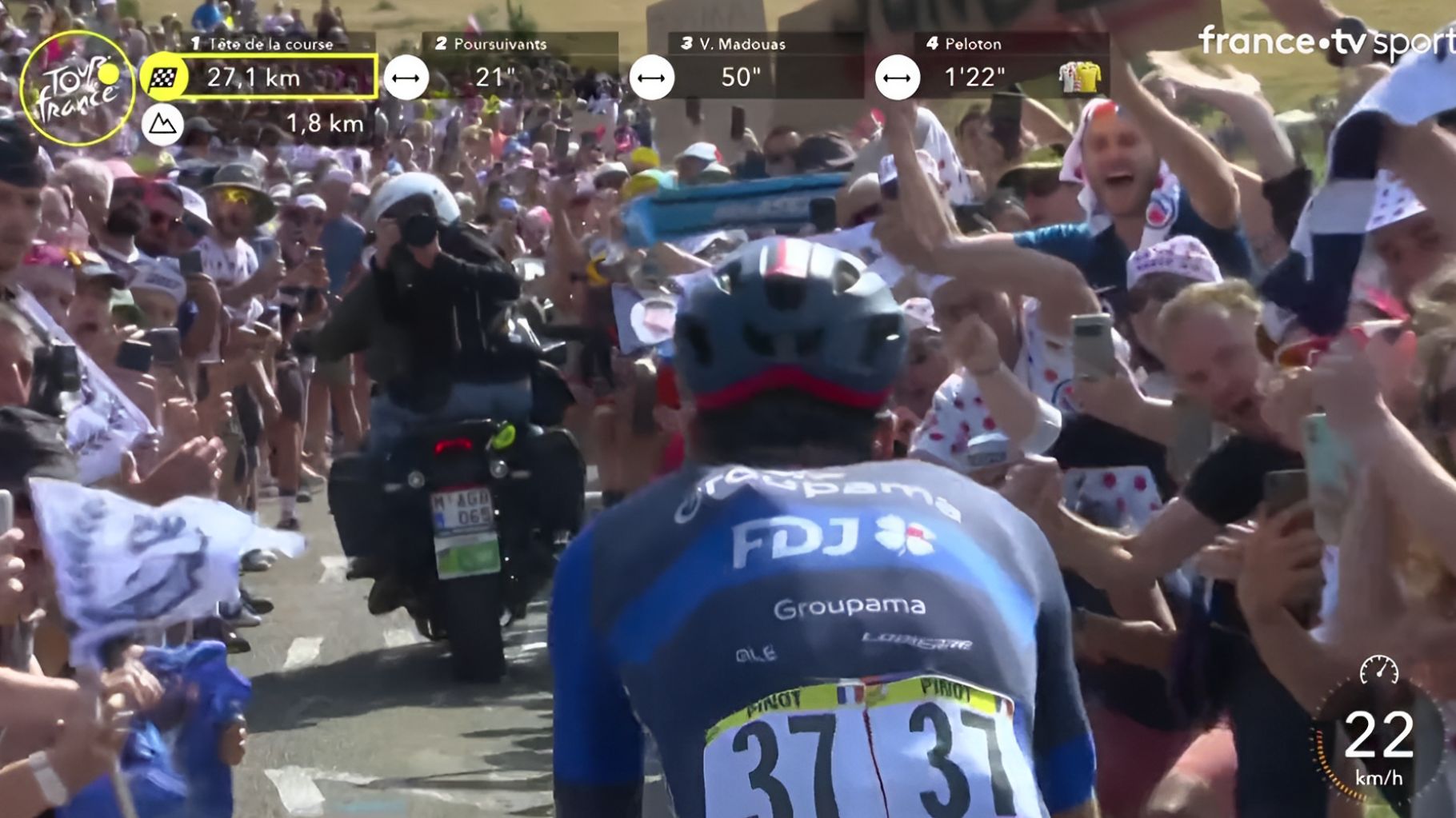 Thibaut Pinot accueilli en héros par le public pour sa dernière étape de montagne sur le Tour de France