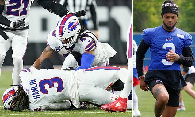 Damar Hamlin TRAINS at the Bills' OTAs just five months after he suffered cardiac arrest