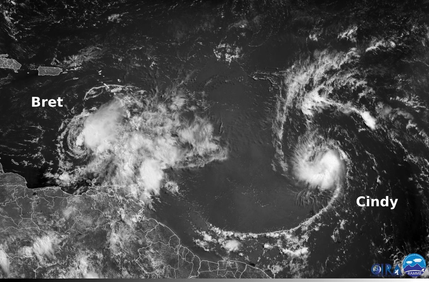 Cindy forms, joining Bret as rare June tropical storm in Atlantic