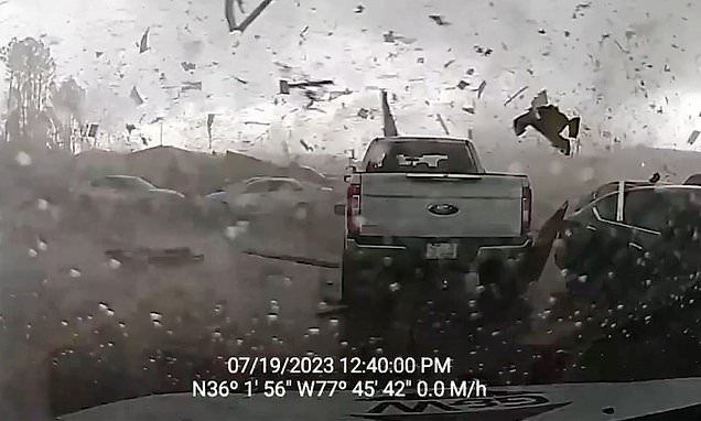 Video shows tornado tearing through North Carolina and destroying the roof of a Pfizer plant