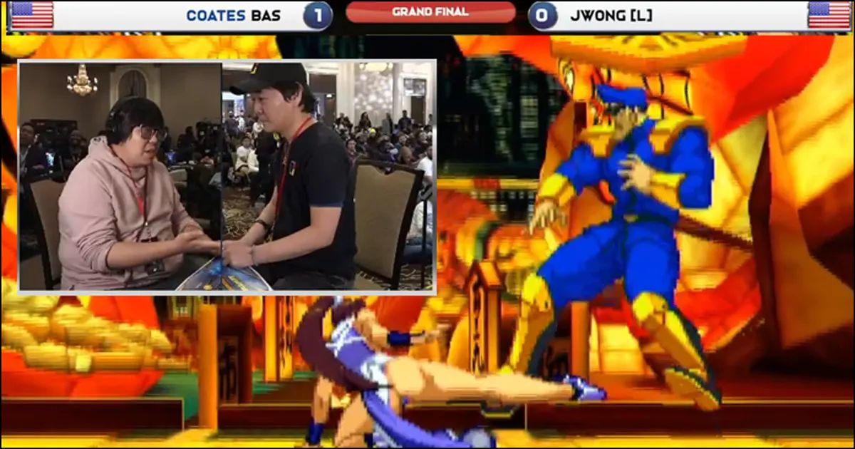 Justin Wong commentates his own grand finals match for Capcom vs. SNK 2 at Texas Showdown tournament