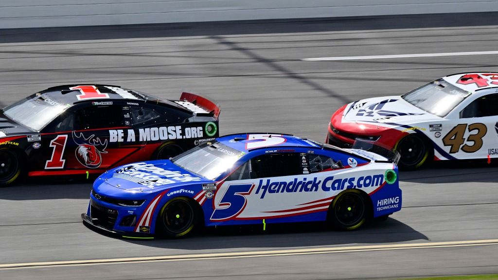 Larson's wrecked No. 5 among Talladega cars taken for inspection