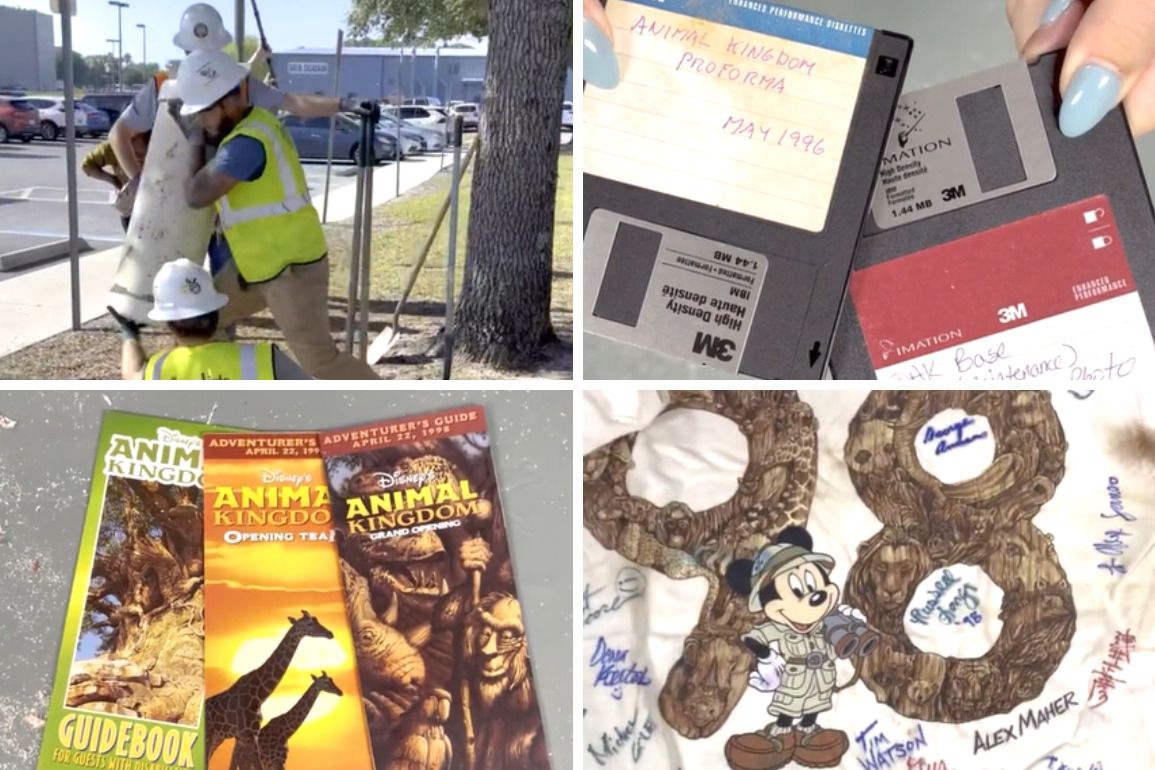 VIDEO: 1998 Time Capsule with Floppy Discs, VHS Training Tapes, and Opening Day Relics Unearthed for 25th Anniversary of Disney's Animal Kingdom