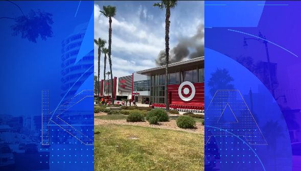 Fire breaks out on roof of Target in Northridge