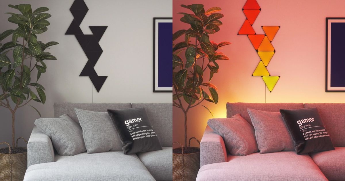 Nanoleaf’s blacked-out Triangle panels that light up with RGB color are $55 off