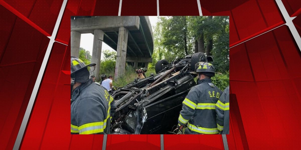 1 hospitalized after vehicle goes over bridge on I-91 south in Springfield