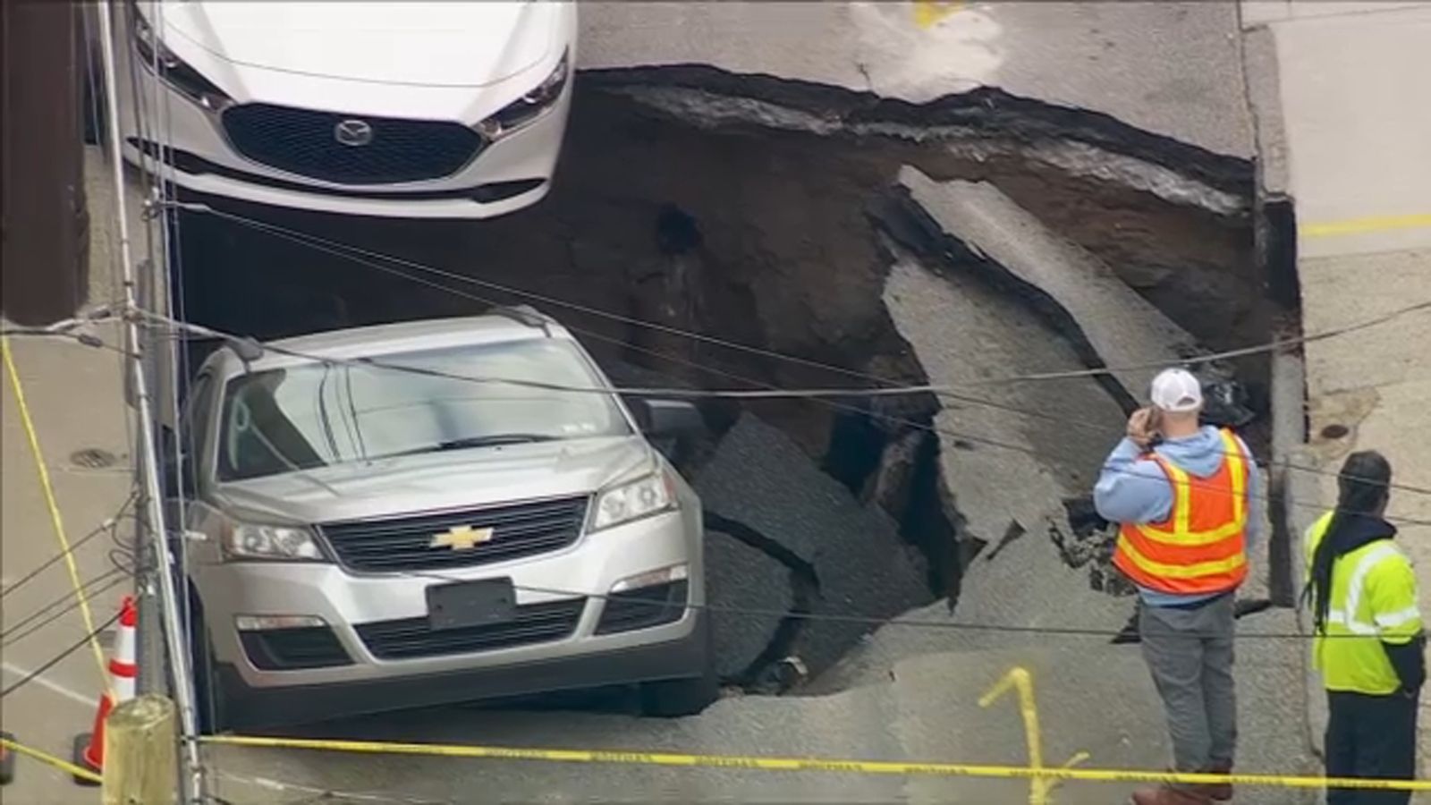 Vehicle swallowed by sinkhole in Port Richmond