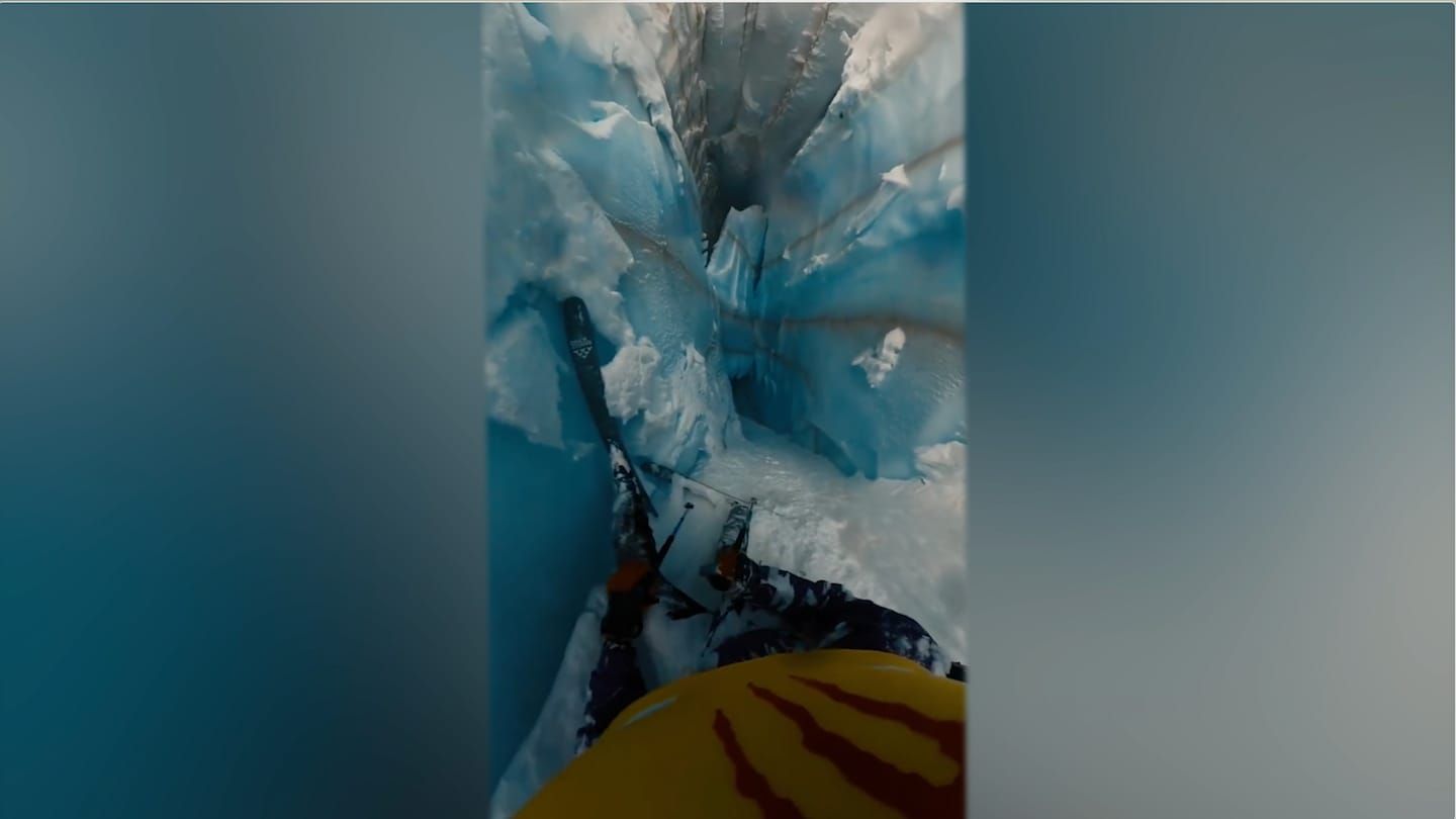 Video shows skier fall down glacier crevasse in La Grave, France