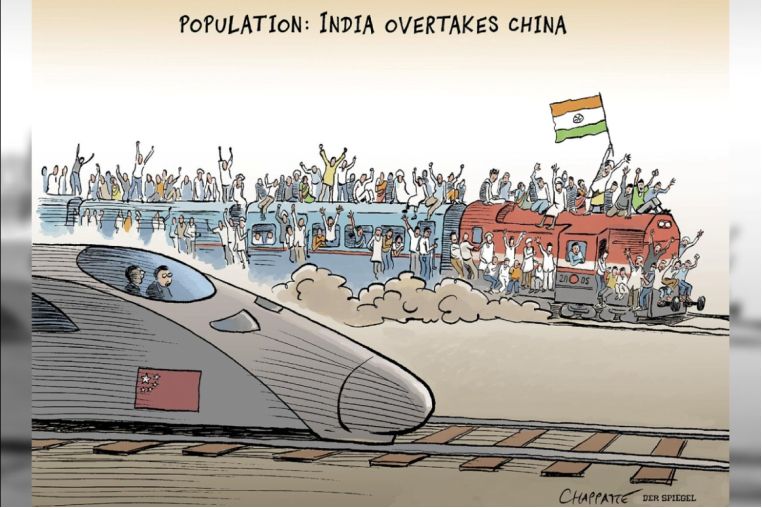 德媒「印度超越中國」的漫畫 令印度網友生氣了