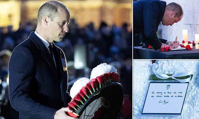 Prince William lays wreath at Australia Memorial as he pays tribute to fallen soldiers on Anzac Day