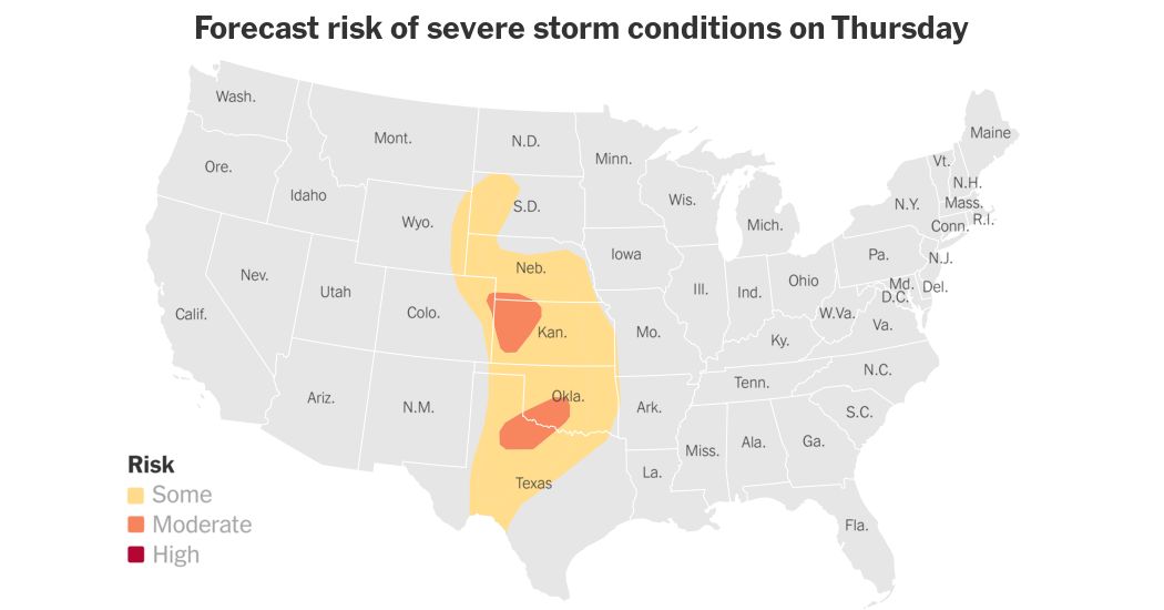 Severe Weather, Including Hail, Begins to Batter the Central U.S.