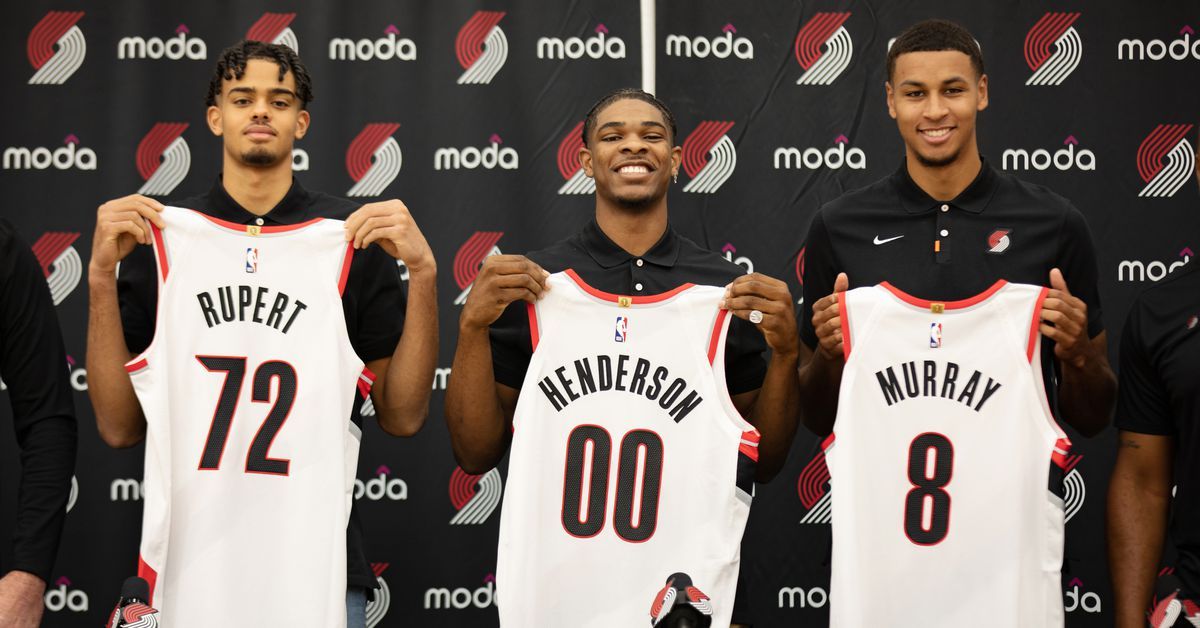 Trail Blazers Hold Introductory Press Conference for Scoot Henderson, Kris Murray, Rayan Rupert