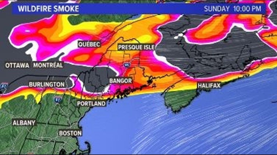 Air Quality Alert issued for Maine on Sunday as officials expect wildfire smoke to come south from Canada