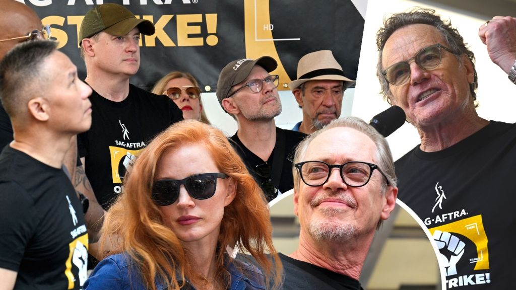 Actors Strike: Fraser, Cranston, Baranski, Pierce, Lang Hit NYC Picket Lines