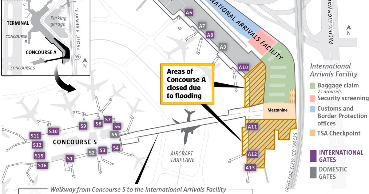 Portion of Sea-Tac Airport closed due to flooding