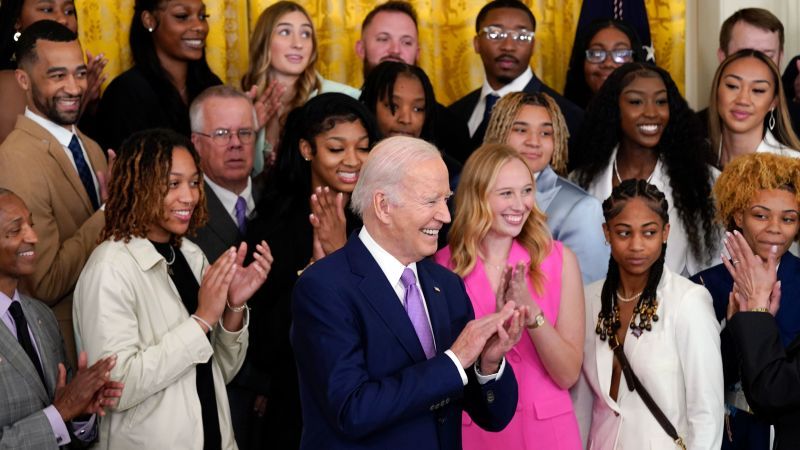 Bidens celebrate NCAA women's basketball champion LSU Tigers at the White House