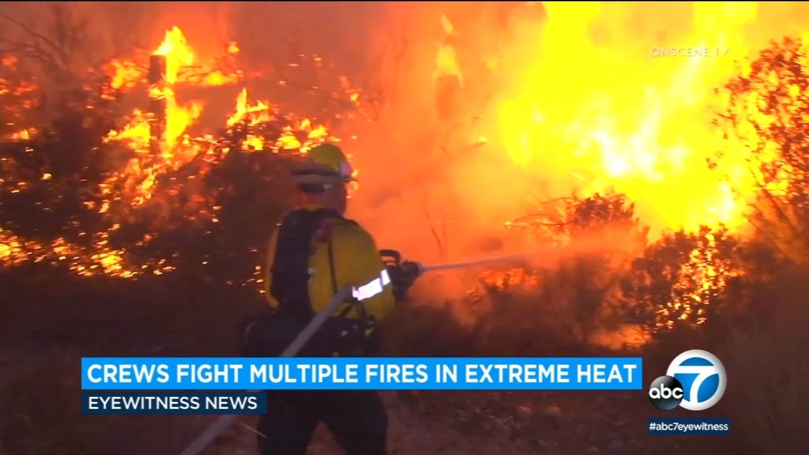 Firefighters battle 2 brush fires in Santa Clarita area