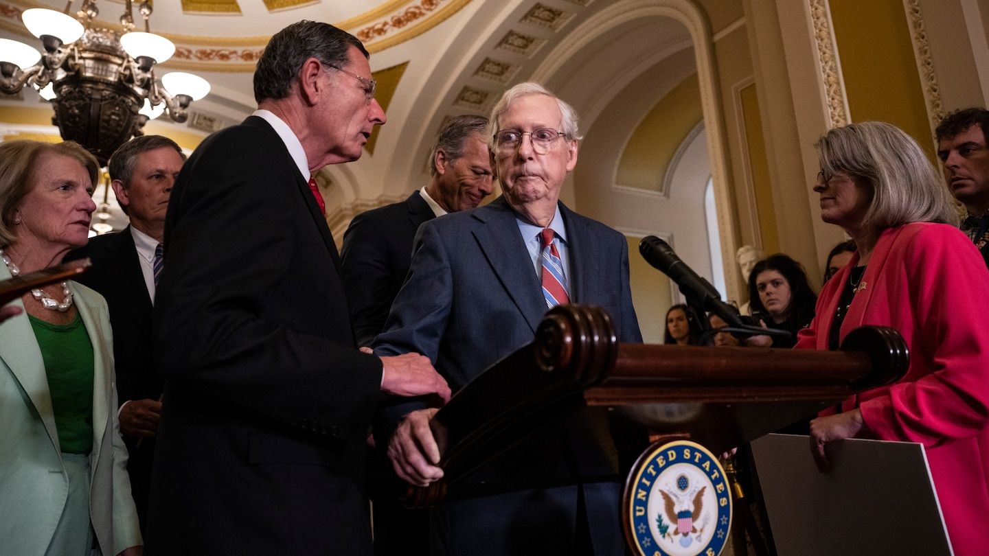 Mitch McConnell freezes mid-sentence, escorted away at news conference