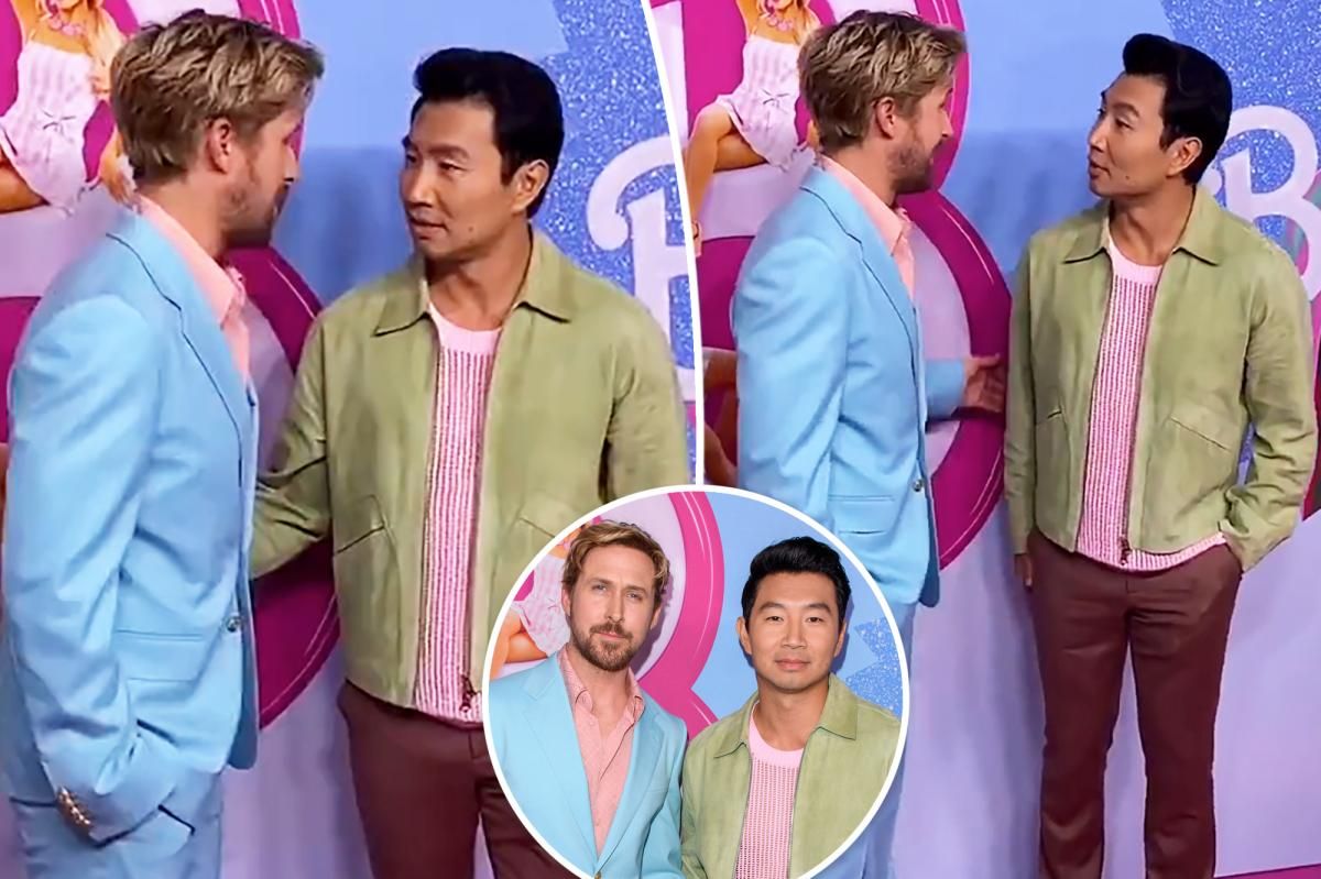 Ryan Gosling awkwardly brushes off Simu Liu on 'Barbie' red carpet