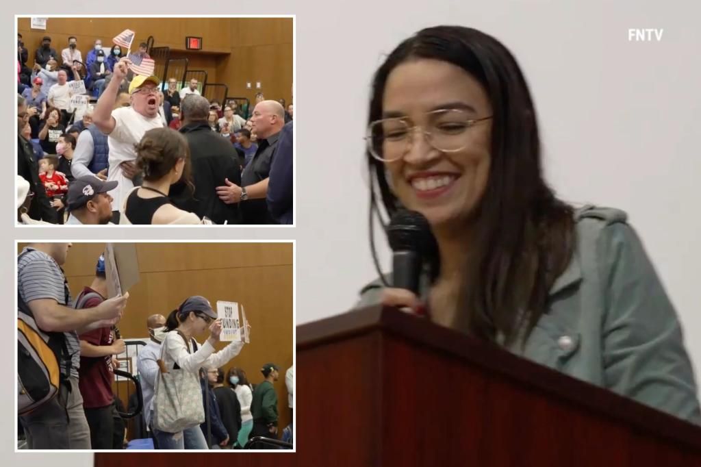 Alexandria Ocasio-Cortez shouted down during chaotic NYC town hall