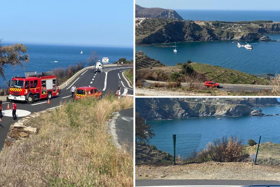 PHOTOS. Il tombe d'une falaise de 30 mètres à Cerbère, un automobiliste perd le contrôle de sa voiture et se tue