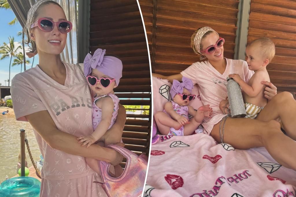 Paris Hilton and daughter London match in pink during family vacation to Hawaii