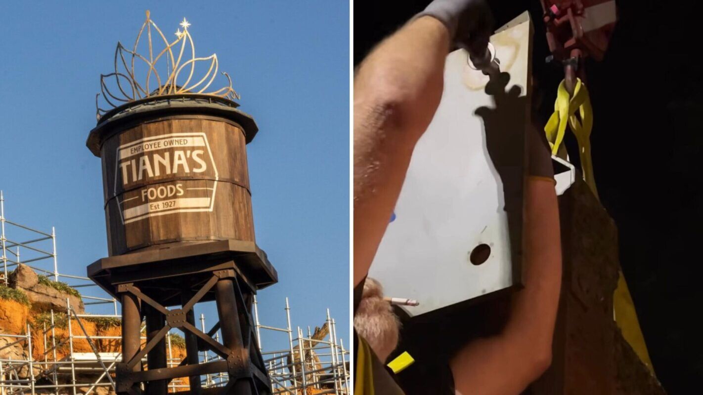 Disney Accidentally Shares Video of Construction Worker Smoking During Tiana's Foods Water Tower Installation