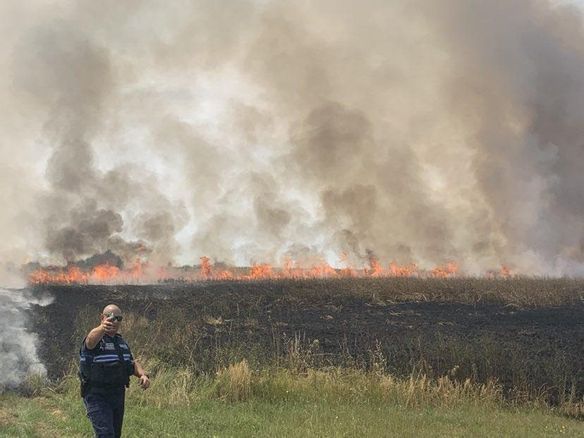 Un feu impressionnant détruit 6 hectares d'orge dans un champ à Ingré