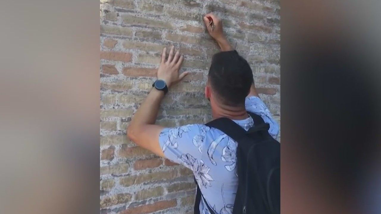 Tourist caught on video vandalizing Colosseum wall in Rome