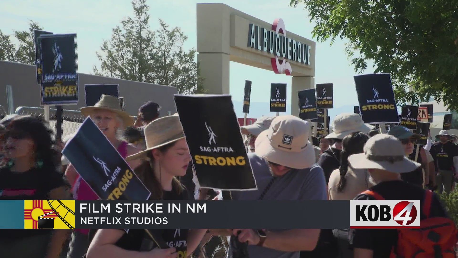 Film industry workers picket at Netflix Studios in Albuquerque