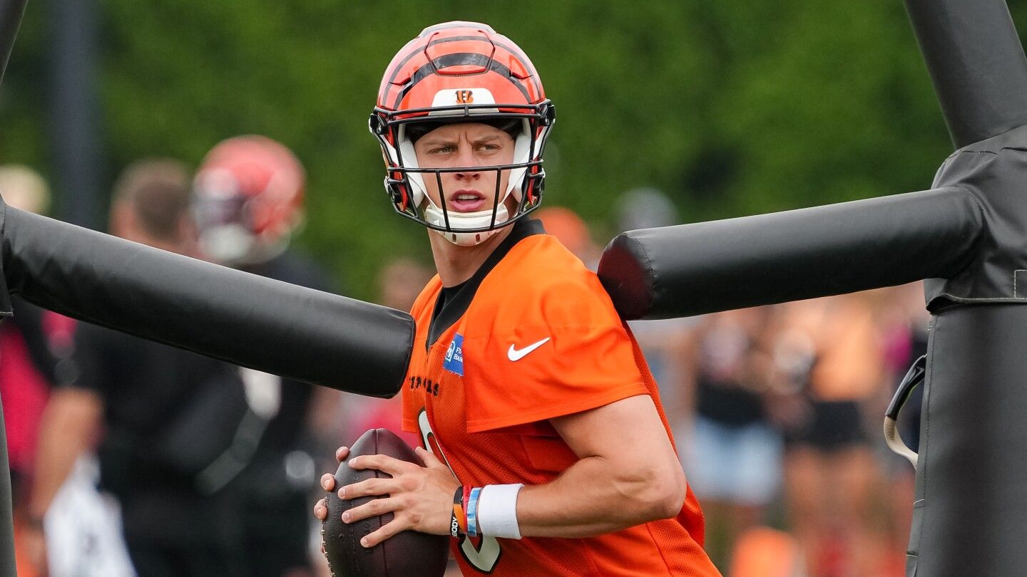 Joe Burrow leaves practice on a cart after apparent leg injury