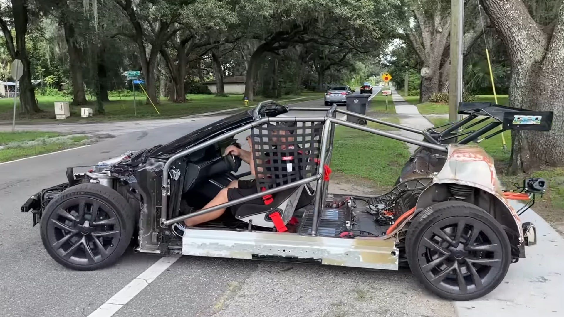 YouTuber Cuts Up Tesla Model S Plaid to Build Track-Ripping 'Cyber Kart' Exocar