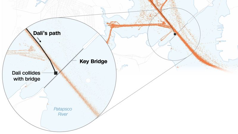 How a cargo ship collapsed the Baltimore key bridge in visuals