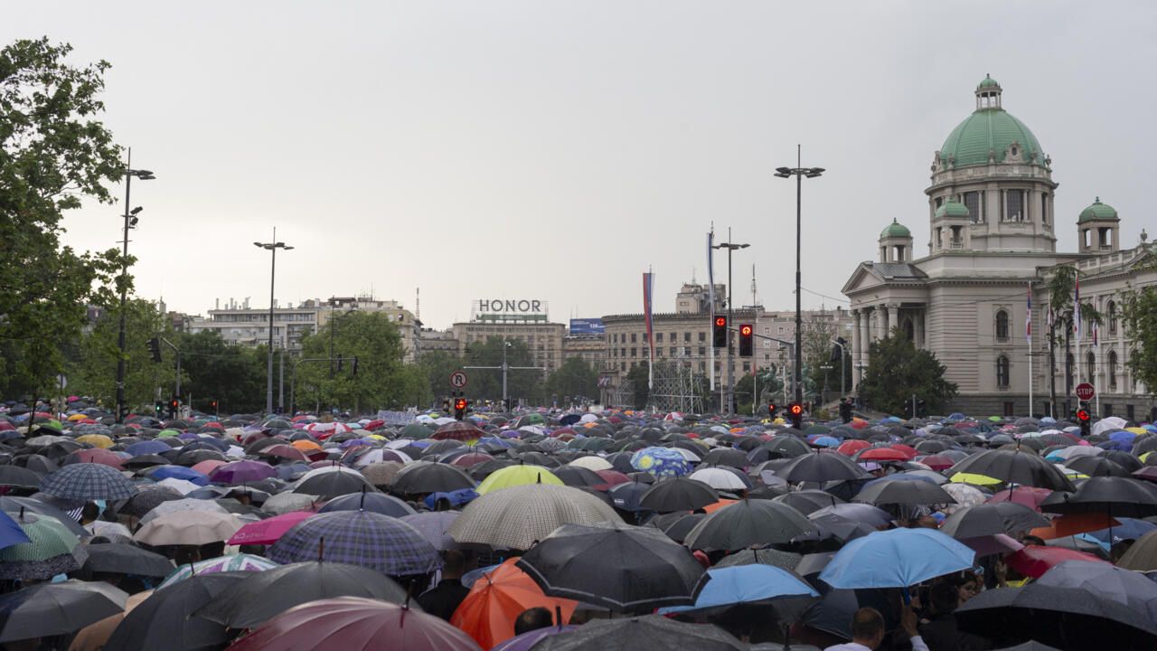 Tens of thousands rally in Belgrade to protest against government rule