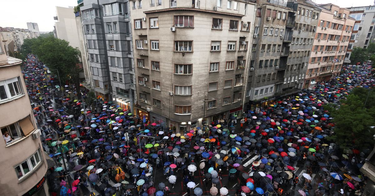 Tens of thousands in Serbia protest mass shootings, government policies