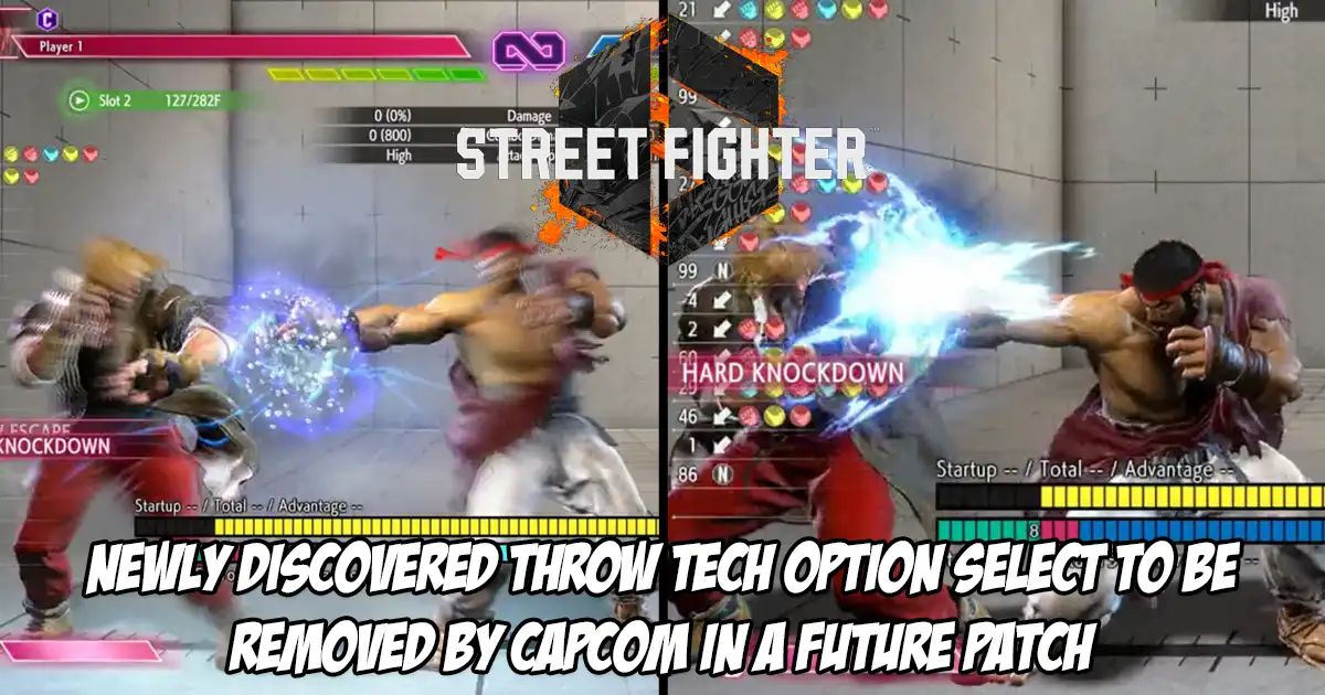 Broken throw tech option select discovered in Street Fighter 6, Capcom has already issued a statement indicating its removal