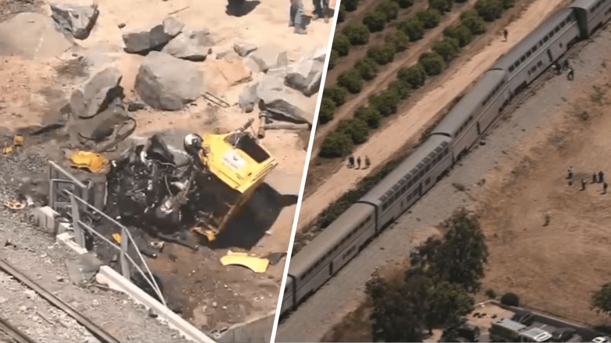 Amtrak train cars derail in collision with truck in Moorpark