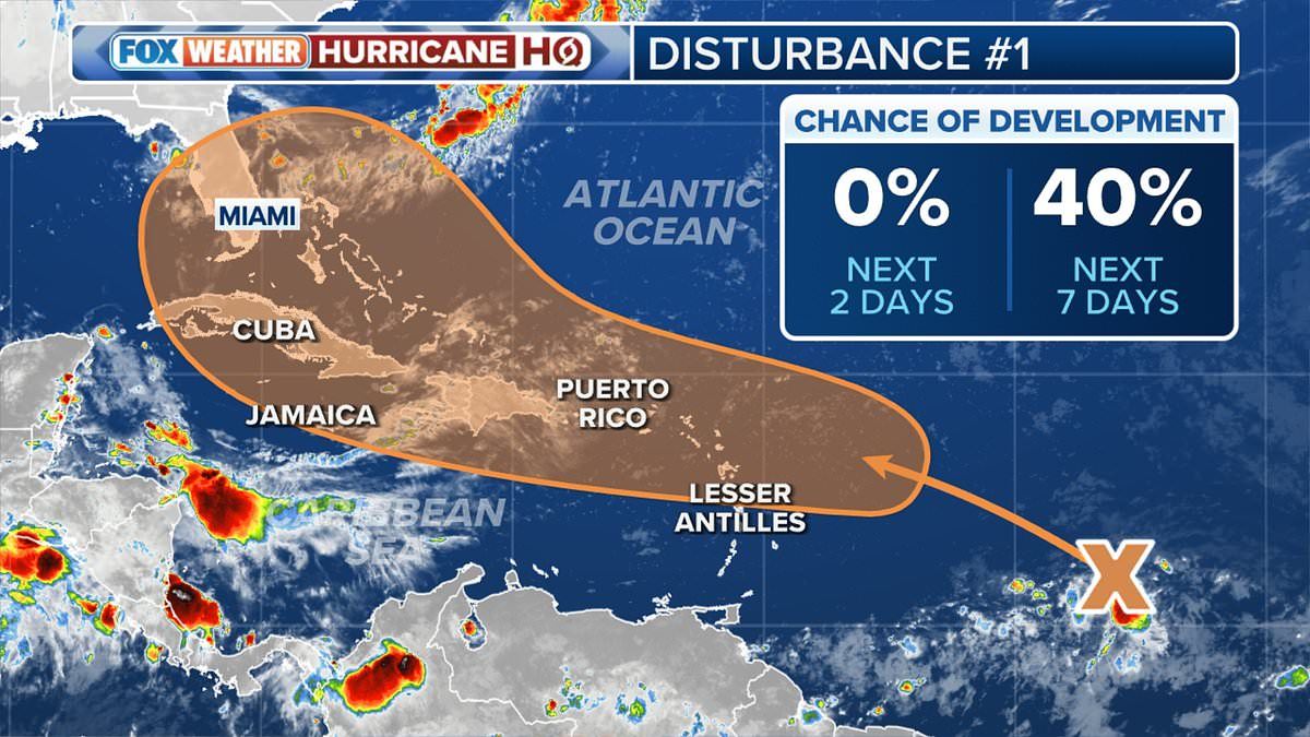 Hurricane fears as huge tropical disturbance looms off the coast of America - here's where it could hit