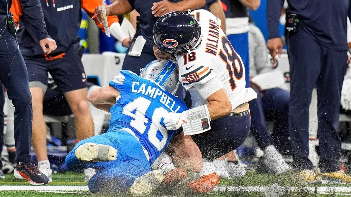 Caleb Williams on Jack Campbell's hit to his left knee: "I didn't really appreciate the play"