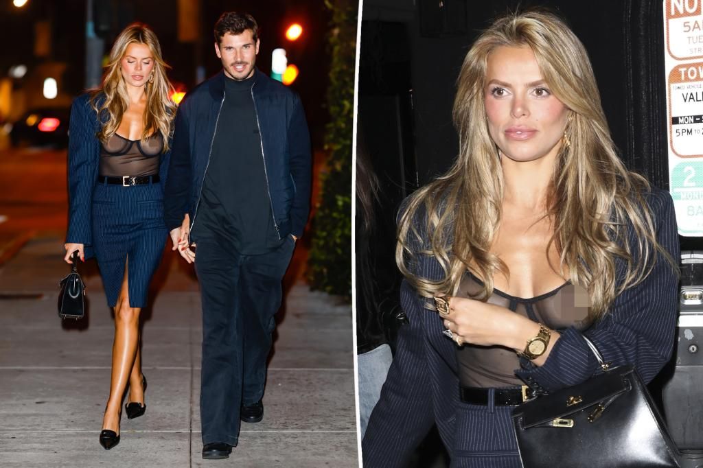 Brooks Nader goes braless in sheer top for date with Gleb Savchenko