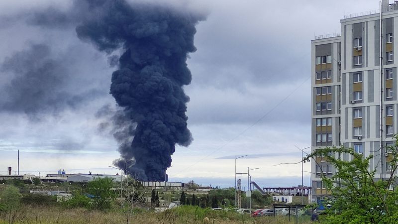 Massive fire at fuel site in Russian-occupied Crimea after suspected drone strike