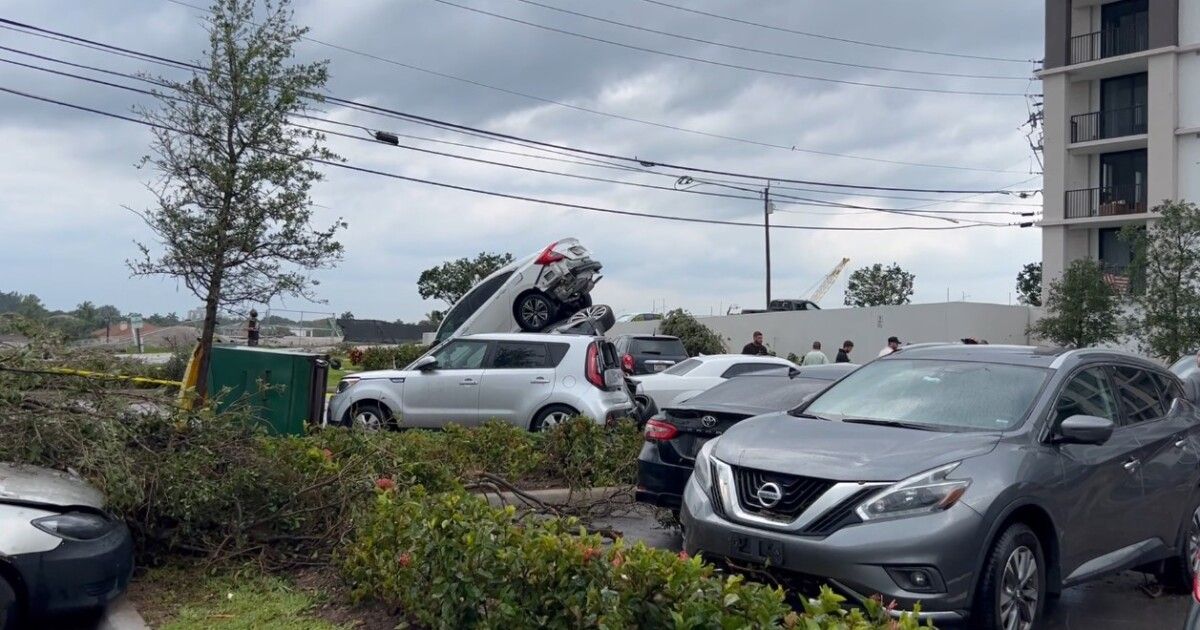 Trees toppled, structures damaged, cars overturned in possible tornado