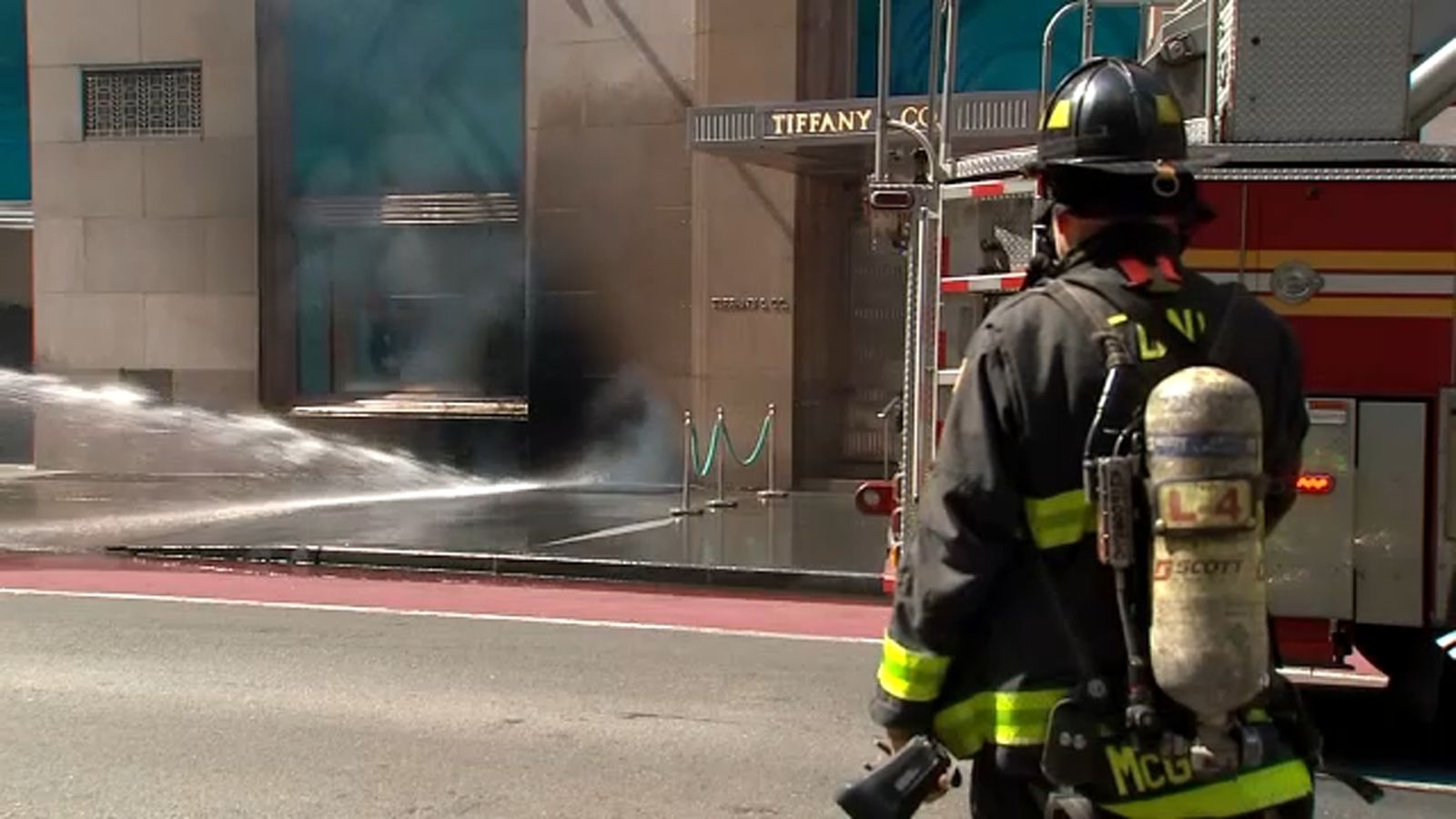 Smoke billows out of famed Tiffany & Co. in Midtown Manhattan during fire