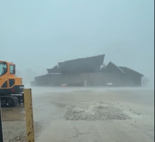 WATCH: Storm blows roof off Terre Haute storage building