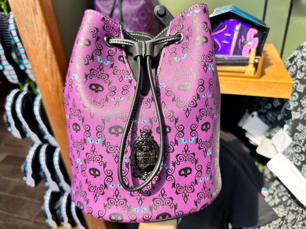 New Haunted Mansion Wallpaper Loungefly Drawstring Backpack at Walt Disney World