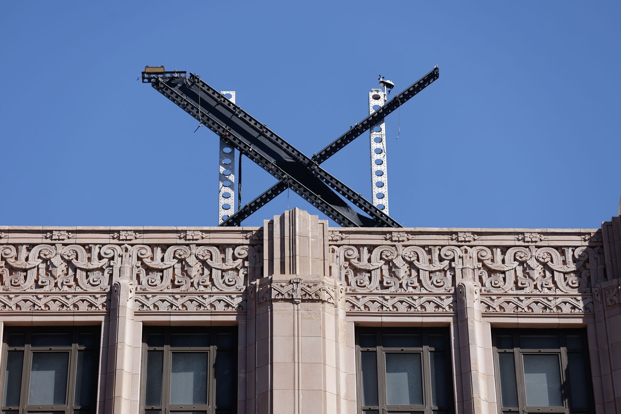 Elon Musk installed a giant X on Twitter HQ. The city is investigating