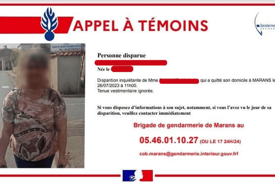 Marans : la femme portée disparue a été retrouvée