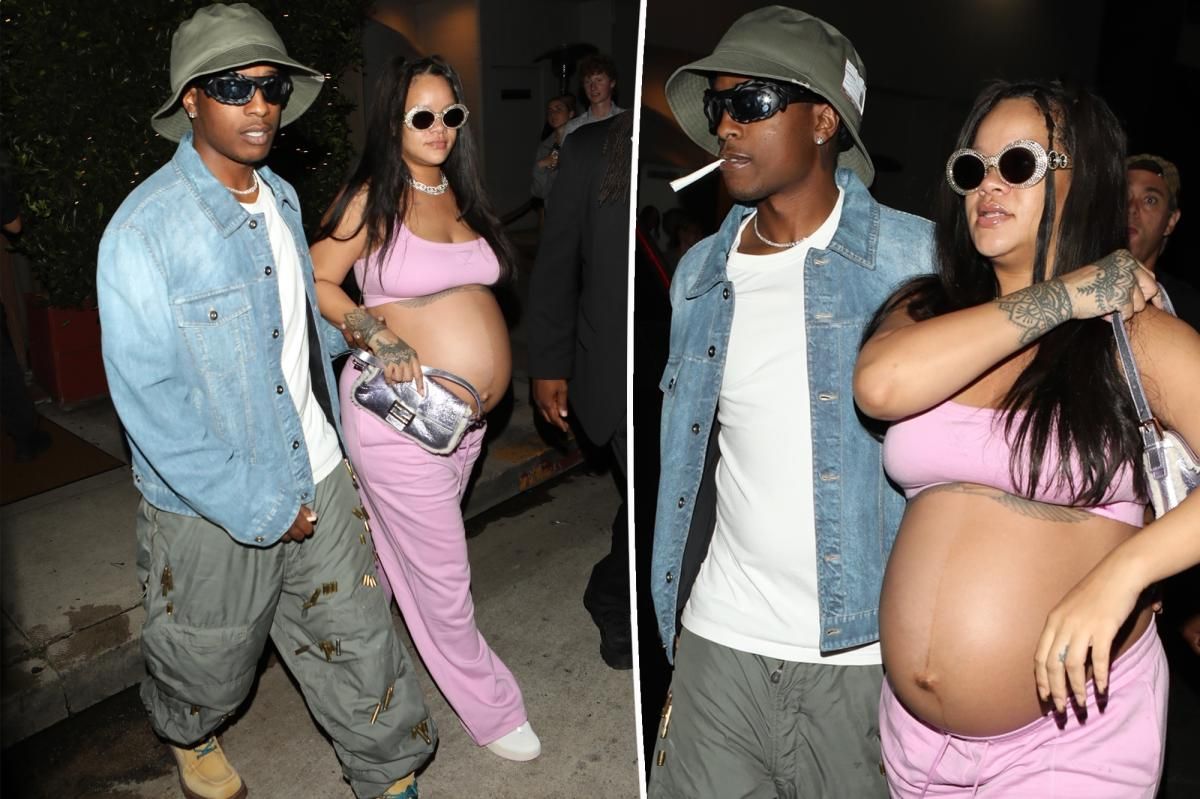 Rihanna bares baby bump in Barbiecore look for A$AP Rocky date