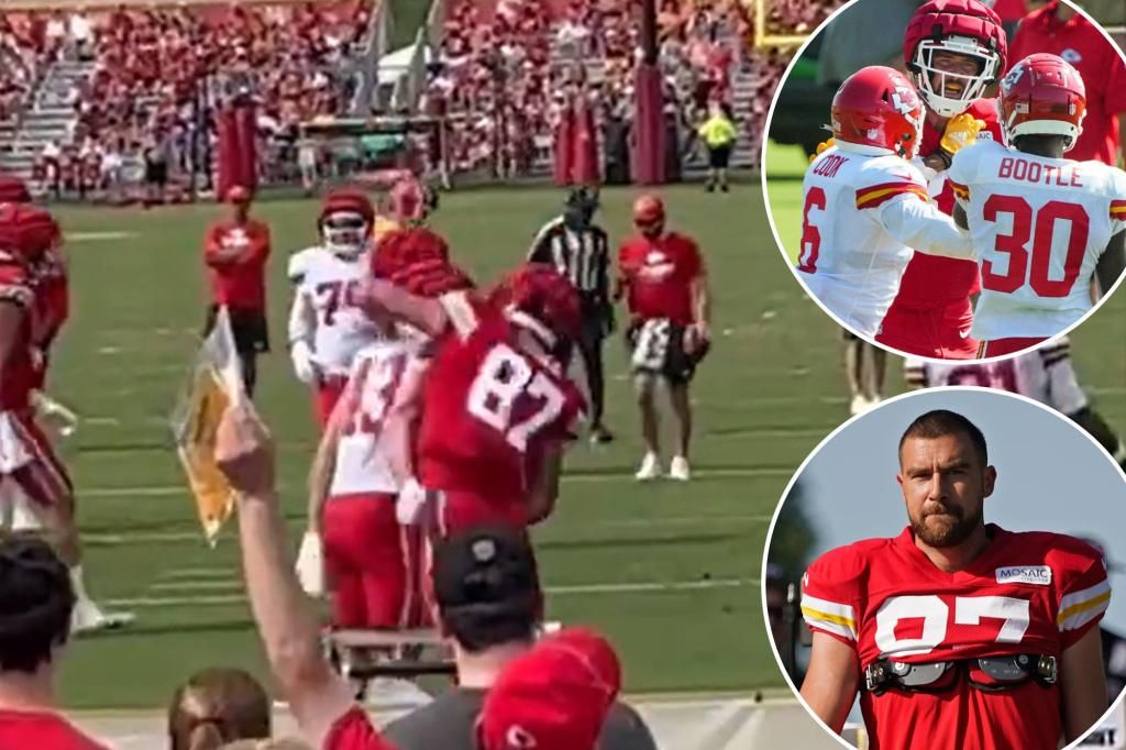 Travis Kelce punches Jack Cochrane at Chiefs training camp