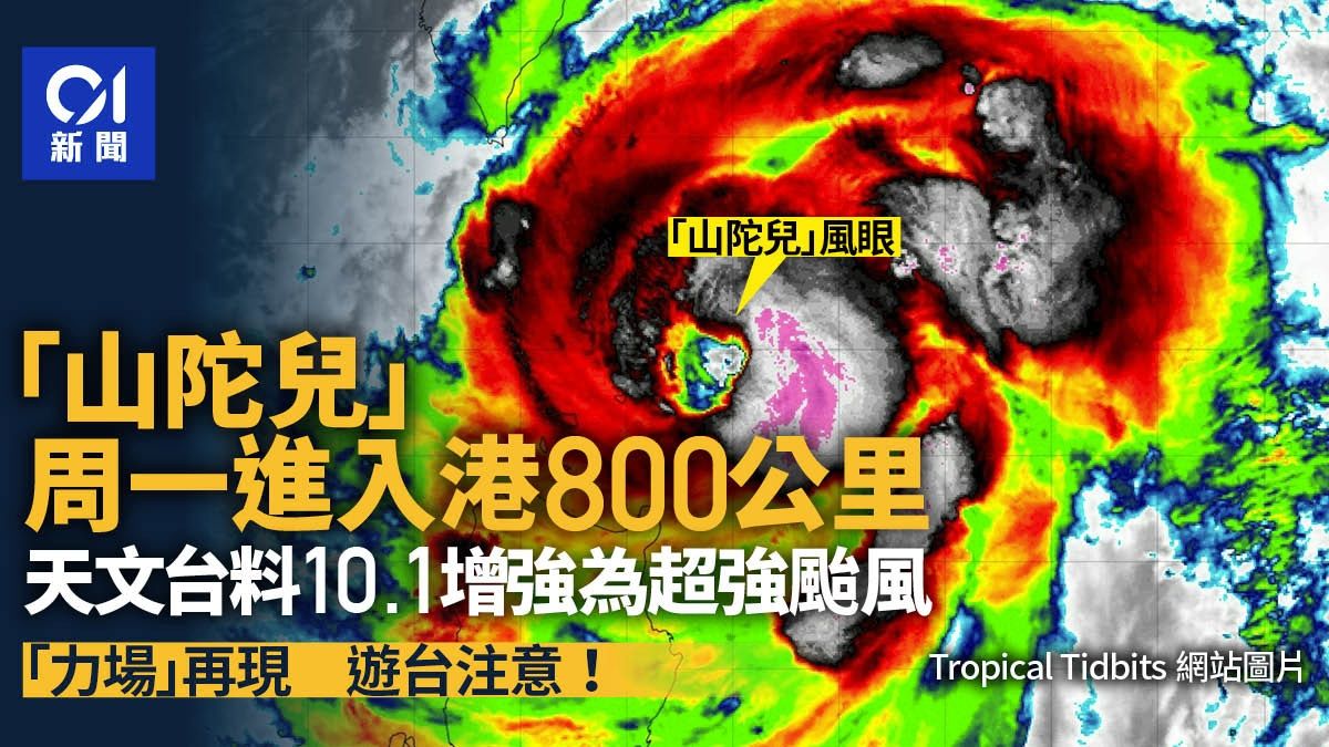 颱風山陀兒｜周一入港800公里警戒範圍 10.1遇季候風轉北襲台灣